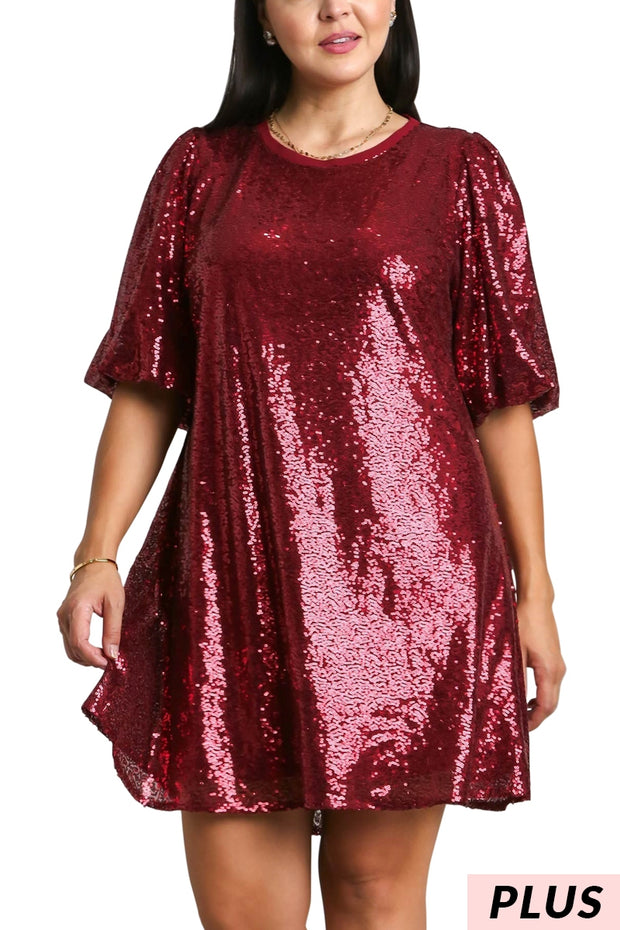 SALE!! 29 SSS {Hot Off The Press} Umgee Wine Sequin Dress PLUS SIZE XL 1X 2X