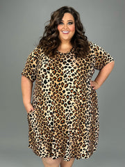 SALE!! 88 PSS-U {Born To Roar} Taupe Leopard Print V-Neck Dress EXTENDED PLUS SIZE 3X 4X 5X