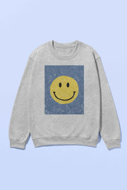 SALE!! 39 GT {Smile Away} Grey Smiley In Blue Graphic Sweatshirt PLUS SIZE 1X 2X 3X