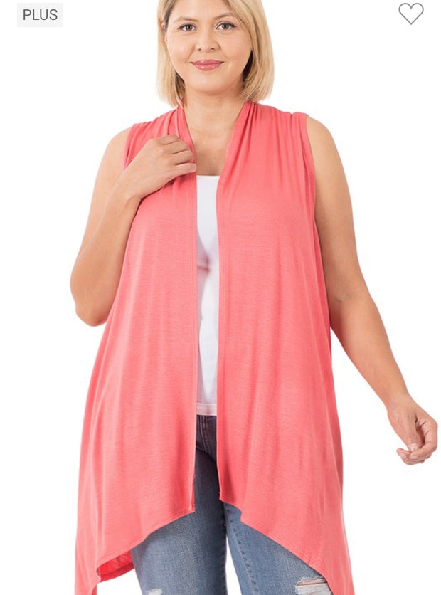 25  OT {Closing Up} Desert Rose Asymmetrical Vest PLUS SIZE 1X 2X 3X