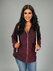 SALE!! OT-O {WORTH THE WAIT} BURGUNDY MINERAL WASH HOODIE  PLUS SIZE 1X 2X 3X