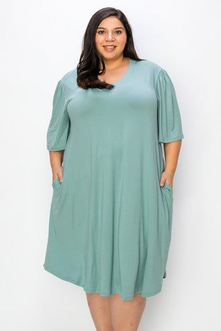 33 SSS {Have To Try} Sage V-Neck Dress w/Pockets EXTENDED PLUS SIZE 3X 4X 5X