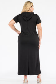 LD-S {Hooded Vision} Black Maxi Dress w/Hoodie PLUS SIZE 1X 2X 3X