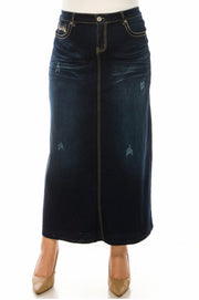 SALE!! LEG-16  {Next Adventure} Dark Indigo Wash Stretch Denim Skirt PLUS SIZE 1X 2X 3X