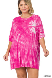 63 PSS {Looks Like Fun} Hot Pink Tie Dye Top PLUS SIZE 1X 2X 3X