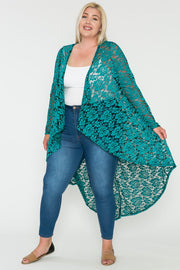 LD {Easily Charmed} Emerald Floral Lace Cardigan PLUS SIZE 1X 2X 3X