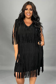 SALE!! 27 SV {Taking A Break} VOCAL Black Faux Suede Dress w/Fringe PLUS SIZE XL 2X 3X