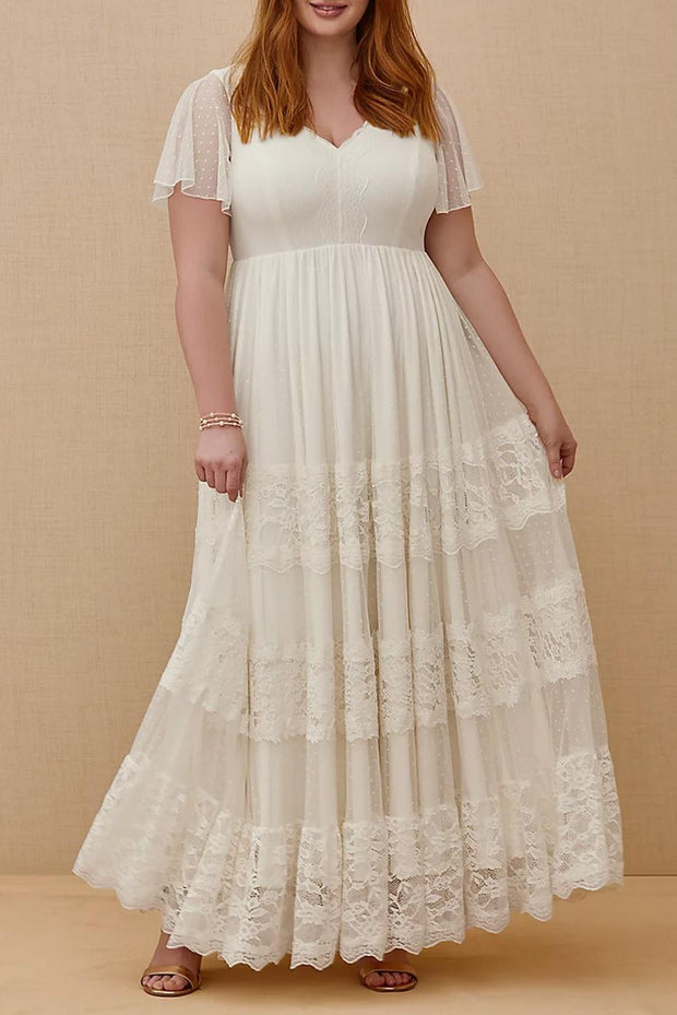 LD-M {Memory Maker} Ivory Boho Wedding Dress PLUS SIZE 1X 2X 3X