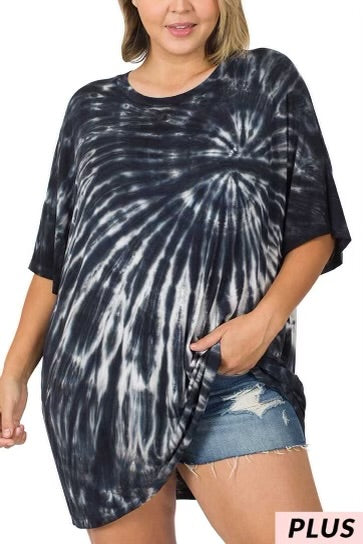 SALE!! 75 PSS {Shot In The Dark} Black Tie Dye Top PLUS SIZE 1X 2X 3X