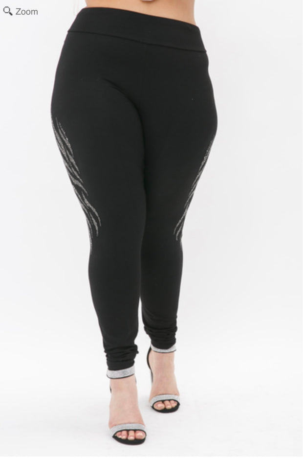 BT-B {On The Right Side} VOCAL Black Leggings w/Studs PLUS SIZE 1X 2X 3X