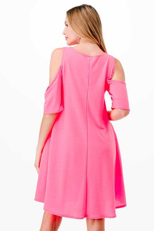 85 OS {Just The Beginning} Neon Pink Dress PLUS SIZE 1X 2X 3X