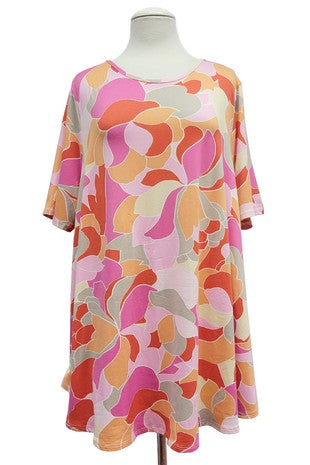 21 PSS {Color Your Story} Coral/Pink/Grey Floral Print Top EXTENDED PLUS SIZE 4X 5X 6X