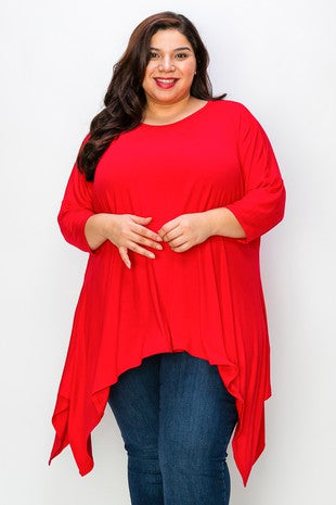 27 SQ {Change Your Mind} Candy Apple Red Asymmetrical Top EXTENDED PLUS SIZE 3X 4X 5X