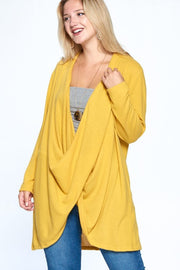 46 SLS {Downtown Dates} Mustard Draped Neckline Tunic PLUS SIZE 1X 2X 3X