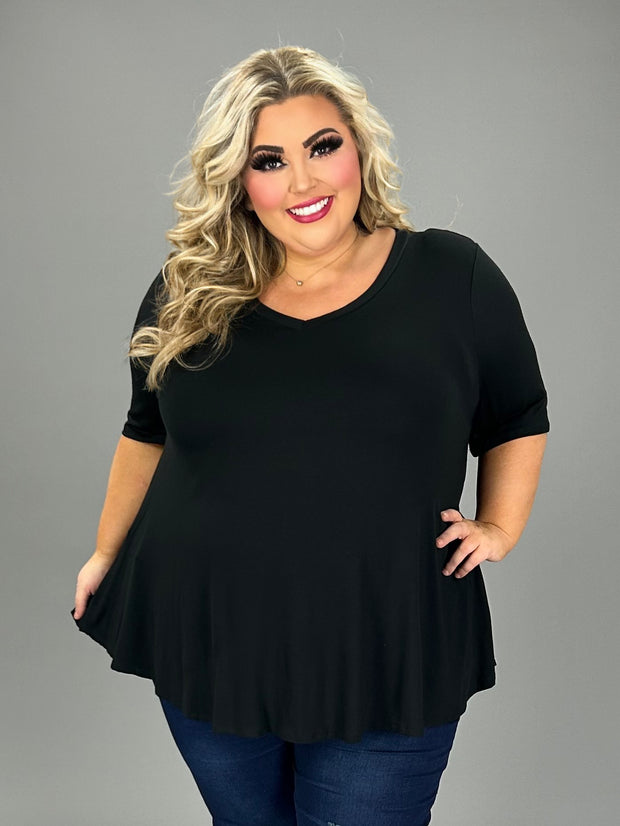 SALE!! 32 SSS-W {Keep It Comfy} Black V-Neck Top EXTENDED PLUS SIZE 3X 4X 5X