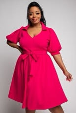 SALE!! 18 SSS-B {Graceful Greetings} Fuchsia  Zip Front Dress PLUS SIZE 1X 2X 3X