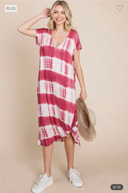 SALE!! LD-Z {Secret Place} Mauve Bamboo Tie-Dye Dress PLUS SIZE 1X 2X 3X