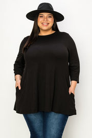 26 SQ {Daily Movement} Black Top w/Pockets EXTENDED PLUS SIZE 1X 2X 3X 4X 5X