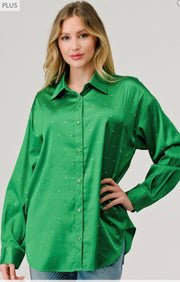 SALE!! 24 SD {Too Good To Pass Up} Green Blouse w/Rhinestones  PLUS SIZE 1X 2X 3X