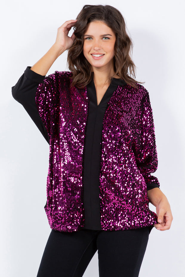 16 SD {Curvy Jewel} Black/Purple Sequins Top PLUS SIZE 1X 2X 3X