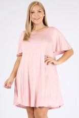 94 SSS {See It Through} Blush Short Sleeve Dress w/Pockets PLUS SIZE 1X 2X 3X