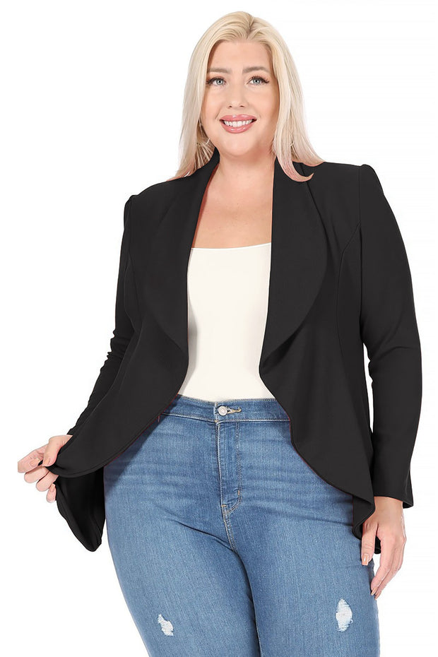 29 OT {Like A Boss} Black Draped Cardigan w/Lapel PLUS SIZE XL 2X 3X