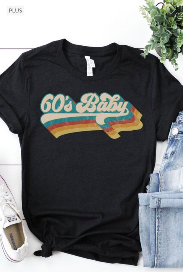 SALE!! 22 GT-T {60's Baby} Heather Black Graphic Tee PLUS SIZE 2X 3X