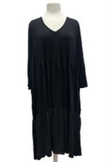 SALE!! 84 SQ {My Natural State} Black V-Neck Tiered Dress PLUS SIZE 3X