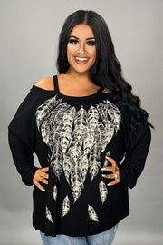 38 GT {Feather Drop} VOCAL Black Cut Out Graphic Tee PLUS SIZE XL 2X 3X