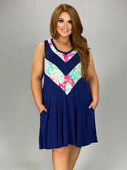 SALE!! 67 SV-B {Cinch Me} Navy Blue with Floral Detail PLUS Size 1X 2X 3X