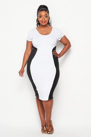 15 CP {Romantic Story} Black/White Color Block Dress PLUS SIZE 1X 2X 3X