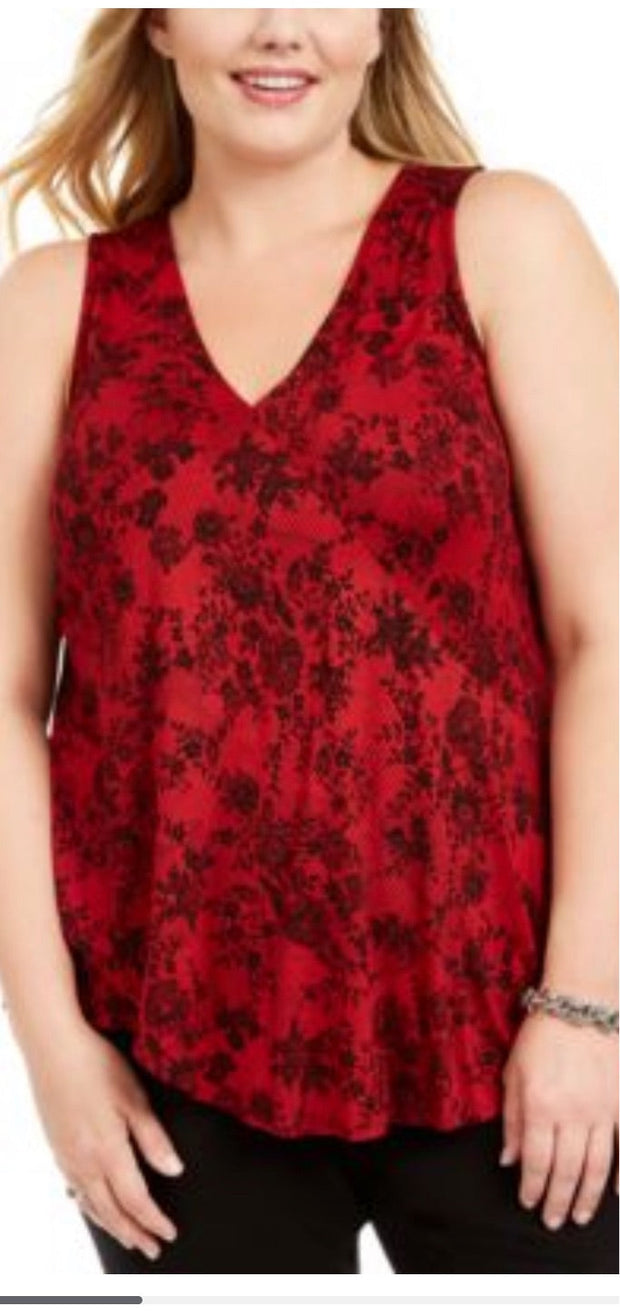 SALE!! SV-A  M-109 {Michael Kors} Red Chantilly  Flounce Top Retail $ 68.00 PLUS SIZE 1X 2X