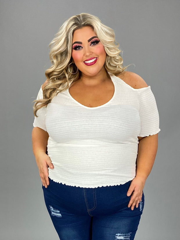 SALE!! 31 OS-Y {Happening Now} White Smocked Halter Top PLUS SIZE XL 2X 3X