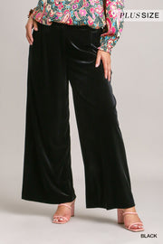 BT-E {On The Go} Umgee Black Velvet Wide Leg Pants PLUS SIZE XL 1X 2X