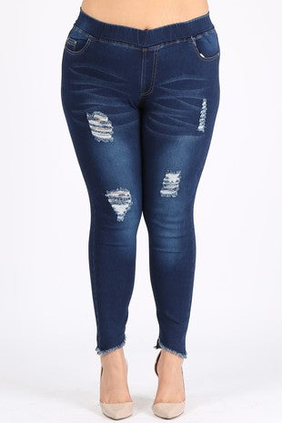 SALE!! LEG-49 {Ready To Dance} Dark Blue Distressed Jeggings EXTENDED PLUS SIZE 4X/5X  5X/6X