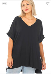 SALE!! 45 SSS-A {Signature Move} Black V-Neck Tunic PLUS SIZE 1X 2X 3X