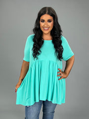 34 SSS-D {Feeling The Love} Mint Babydoll Tunic PLUS SIZE 1X 2X 3X