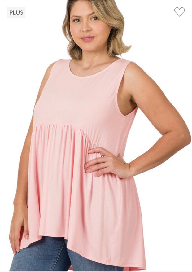 75 SV {Never Better} Dusty Pink Sleeveless Babydoll Top PLUS SIZE 1X 2X 3X