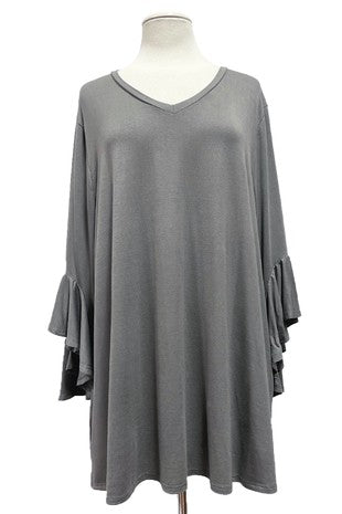 41 SQ {Have It My Way}  Grey  V-Neck Top PLUS SIZE 1X 2X 3X