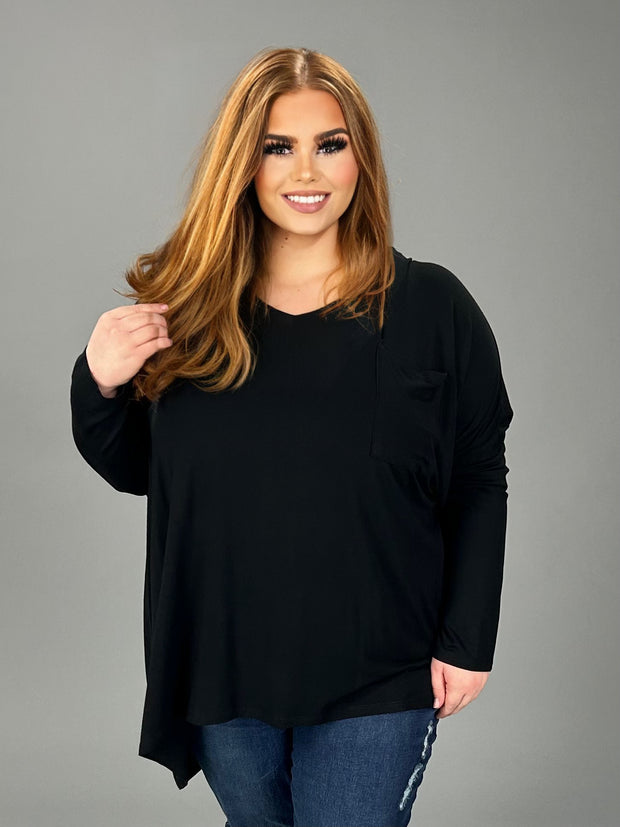 95 SLS-A {Like A Record} Black  Long Sleeve Top PLUS SIZE 1X 2X 3X