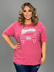 SALE!! 19 GT-N {Bloom Truck} Heather Berry Graphic Tee PLUS SIZE 2X 3X