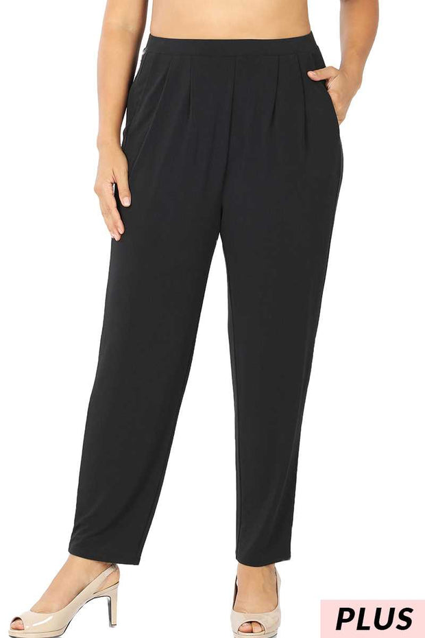 BT-X {Graceful In Curvy} Black Pleated Pants w/Pockets CURVY BRAND!!!  EXTENDED PLUS SIZE XL 2X 3X 4X 5X 6X