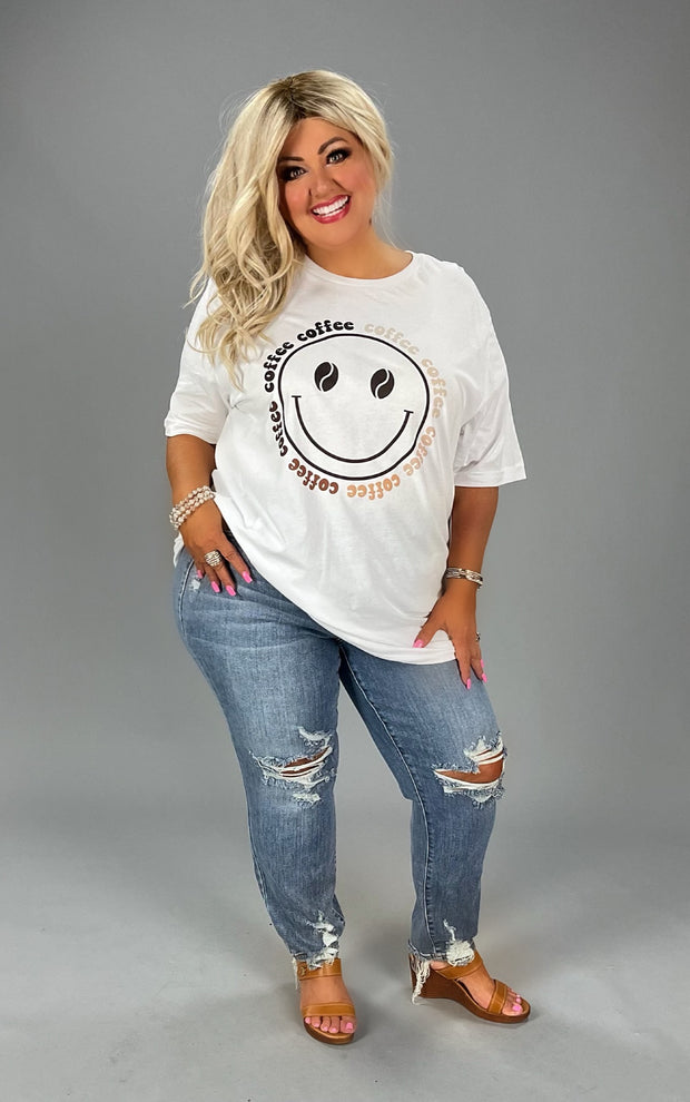 SALE!! 24 GT-V {Coffee Smiley} Ivory Graphic Tee PLUS SIZE 3X