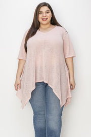 57 SSS {Easy Fix} Pink Asymmetrical Hem Top EXTENDED PLUS SIZE 4X 5X 6X