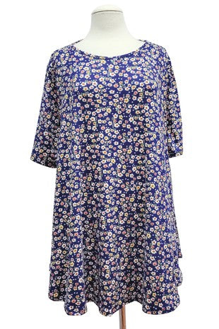 22 PSS {Early Bloom} Navy Ditzy Floral Print Top EXTENDED PLUS SIZE 4X 5X 6X