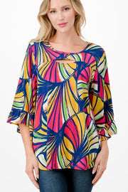 30 PQ {Fan For You} Navy/Fuchsia Keyhole Print Top PLUS SIZE 1X 2X 3X