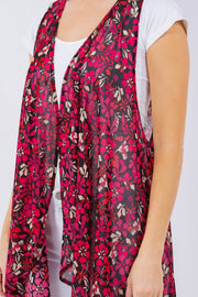 SALE!! 23 OT-B {Getting Flirty} Black Fuchsia Floral Sheer Vest PLUS SIZE 1X/2X 2X/3X