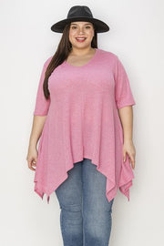 27 SSS {Easy Fix} Dk Pink Asymmetrical Top EXTENDED PLUS SIZE 4X 5X 6X