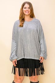 SALE!! 1-45 SD [Twilight Sparkles} VOCAL Gray Front Studded Top PLUS SIZE 1X 2X 3X