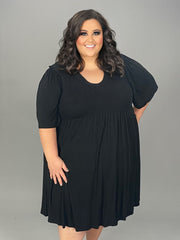 33 SSS-S {Look Stunning In Curvy} Black Smocked Dress CURVY BRAND!!!  EXTENDED PLUS SIZE XL 2X 3X 4X 5X 6X  (May Size Down 1 Size)